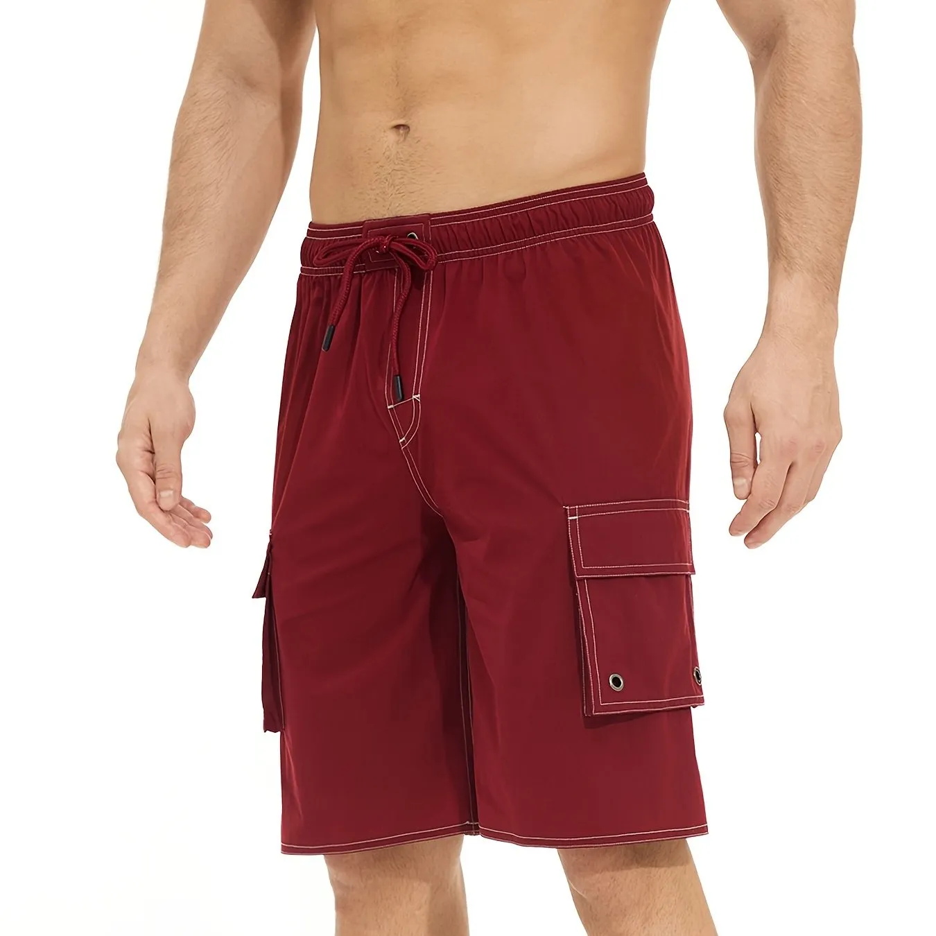 Men's Quick Dry Beach Casual Swimwear With Flap Pockets For Summer