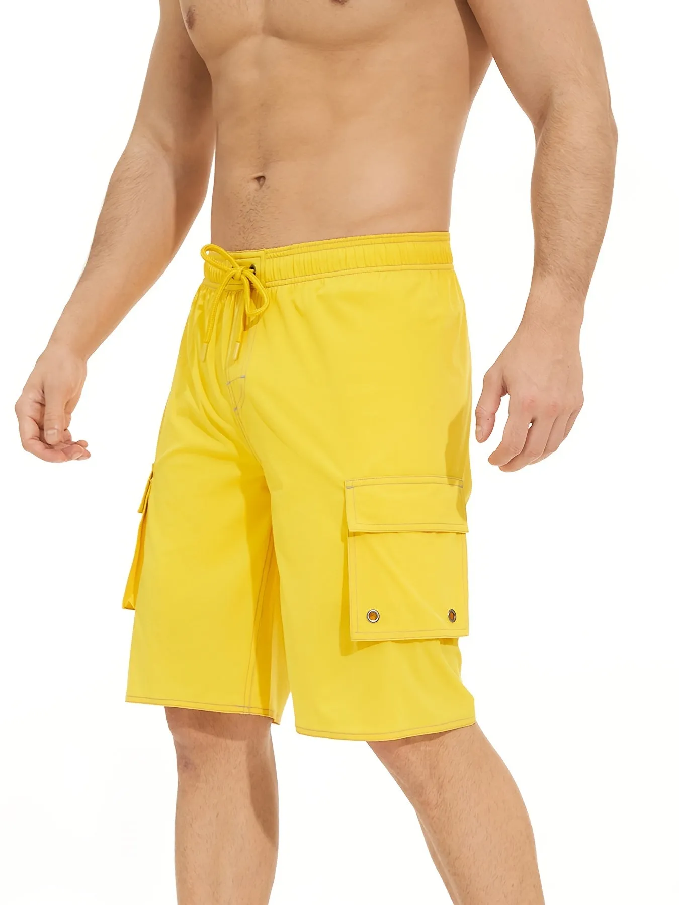 Men's Quick Dry Beach Casual Swimwear With Flap Pockets For Summer