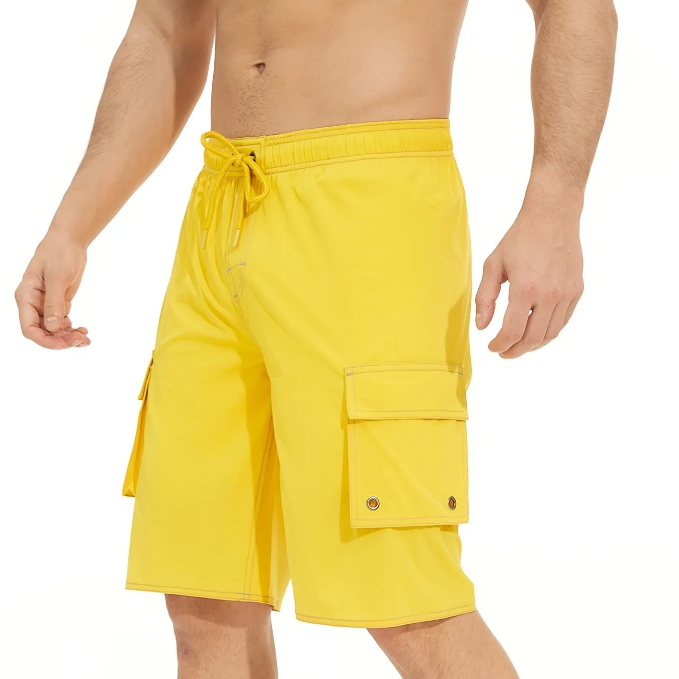 Men's Quick Dry Beach Casual Swimwear With Flap Pockets For Summer