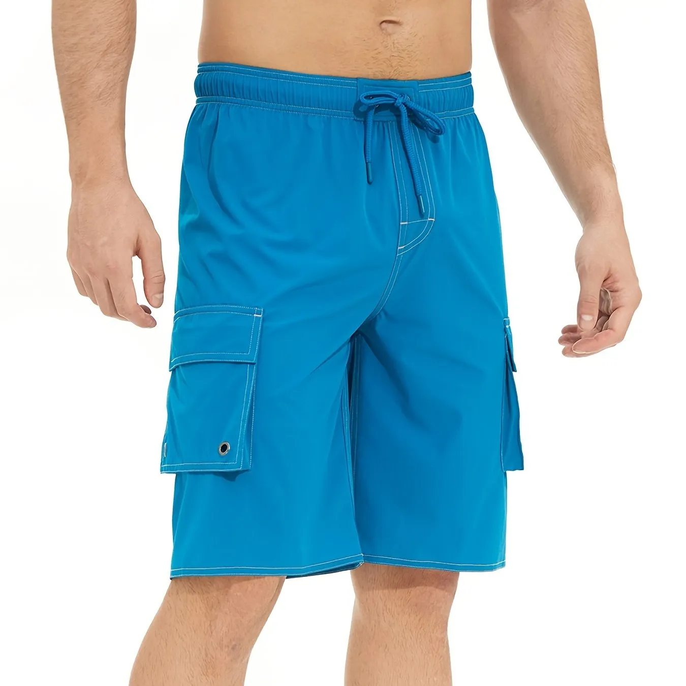 Men's Quick Dry Beach Casual Swimwear With Flap Pockets For Summer