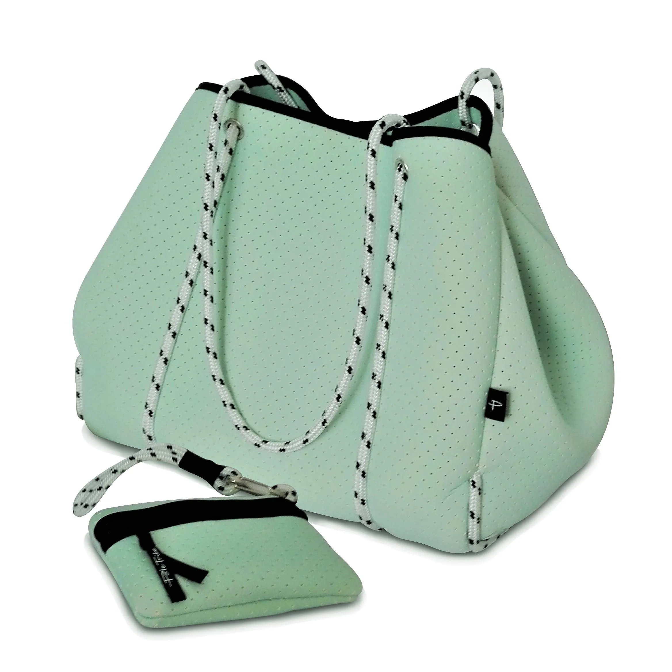 Mint Green Neoprene Tote Bag Large Capacity for Gym Beach Travel