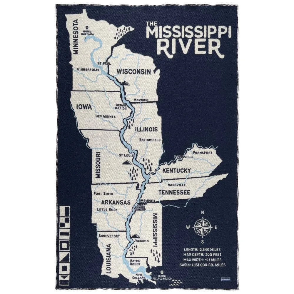 Mississippi River Wool Throw