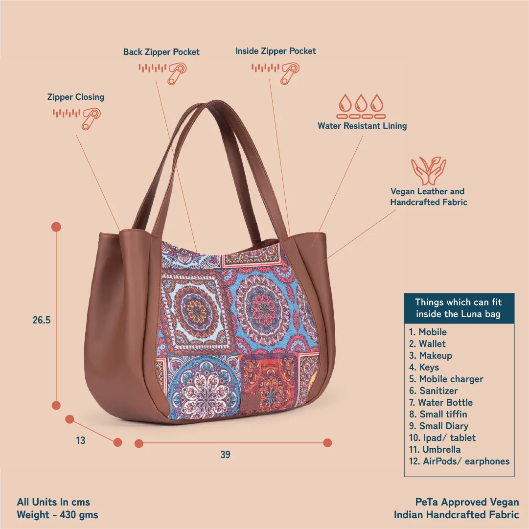 Multicolor Mandala Print Luna Handbag