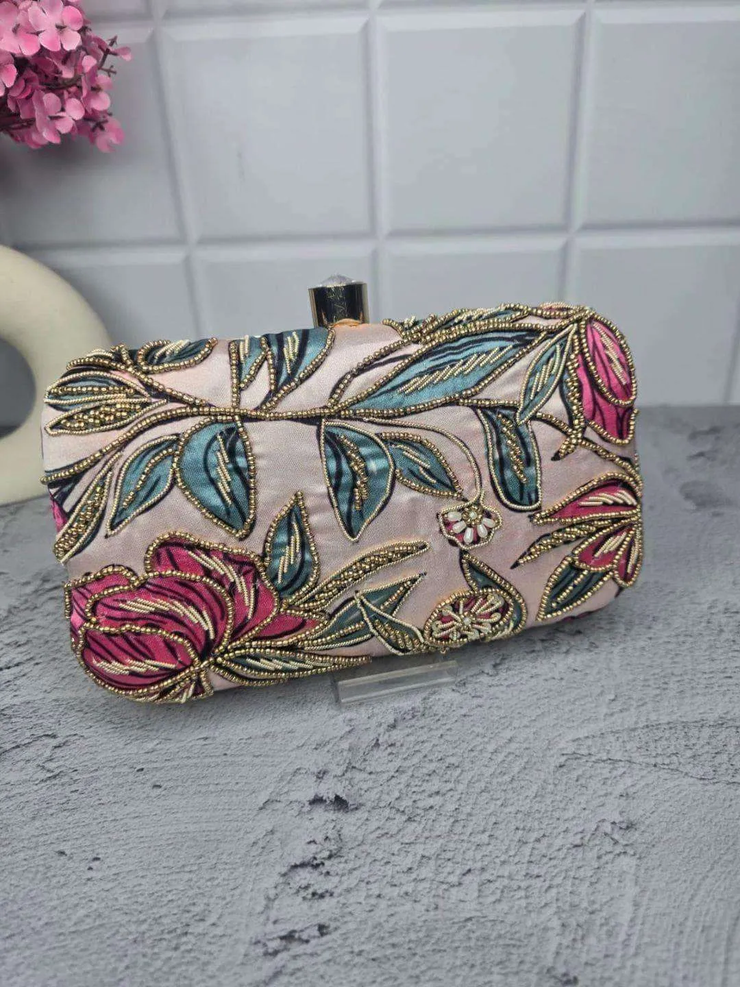 Orient Floral Clutch Bag