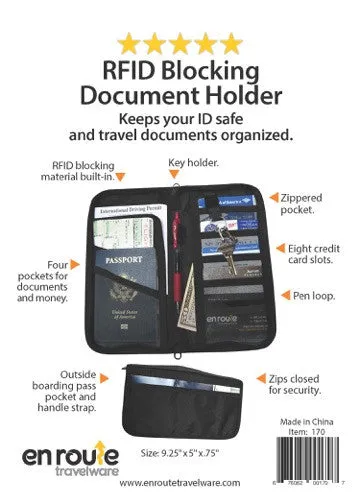 Passport and Document Holder (#170) Protects against electronic theft.