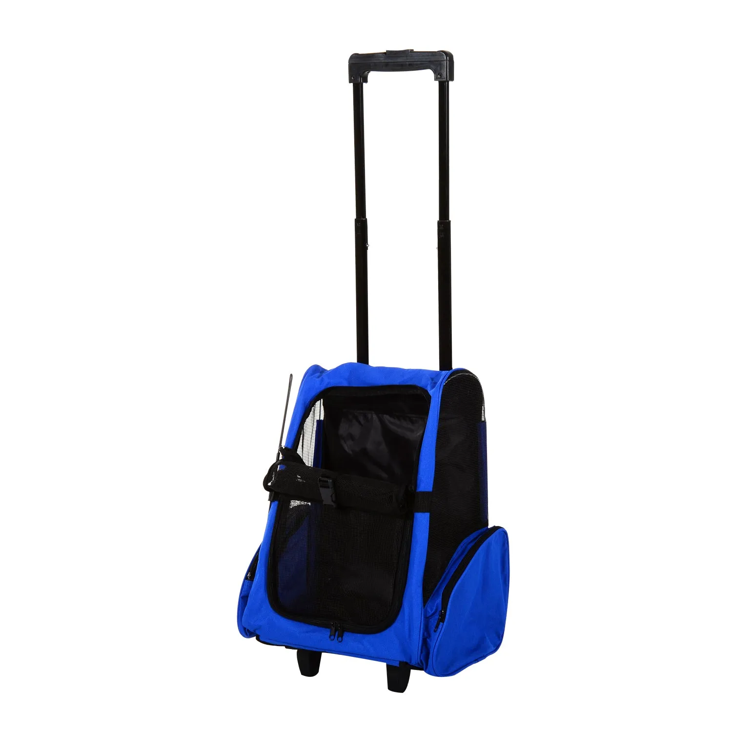 PawHut Pet Blue Travel Backpack Bag Cat Puppy Dog Carrier w/ Trolley and Telescopic