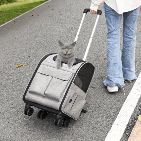 Pet Carrier with Wheels, Rolling Pet Carrier with Telescopic Handle