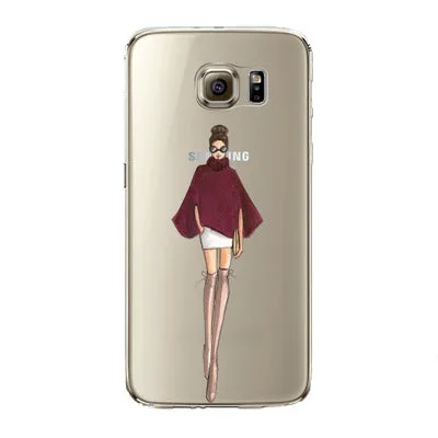 Phone Case for Samsung Galaxy S5 S6 S6Edge S6Edge  S7 S7edge Cover Soft Silicon Fashion Sexy Modern Lady Girl Mobile Phone Bag