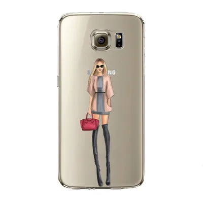 Phone Case for Samsung Galaxy S5 S6 S6Edge S6Edge  S7 S7edge Cover Soft Silicon Fashion Sexy Modern Lady Girl Mobile Phone Bag