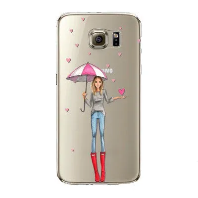 Phone Case for Samsung Galaxy S5 S6 S6Edge S6Edge  S7 S7edge Cover Soft Silicon Fashion Sexy Modern Lady Girl Mobile Phone Bag