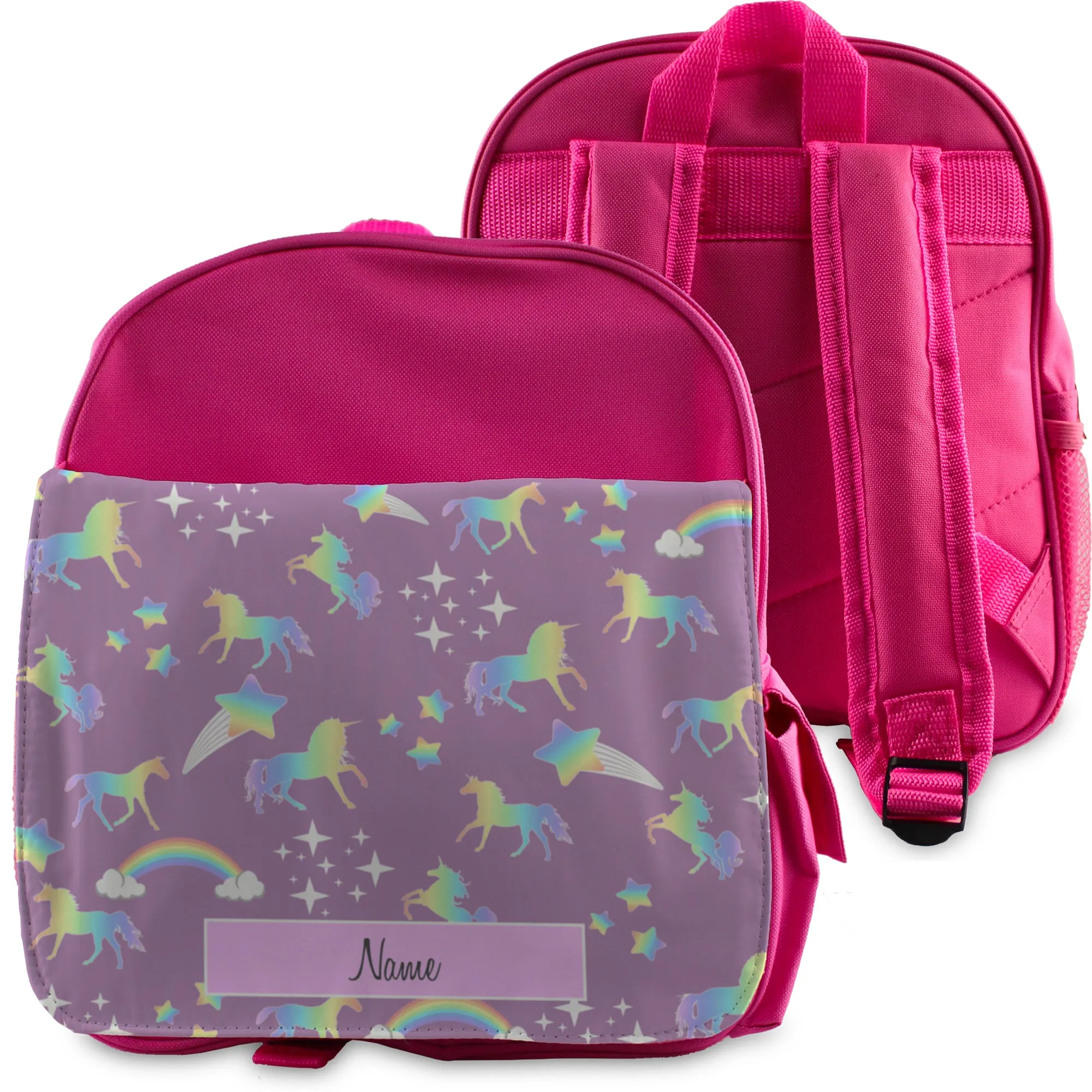 Printed Kids Pink Backpack with Unicorn Design, Customise with Any Name