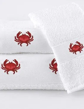 Red Crab Embroidered Quick-Dry Towel Set