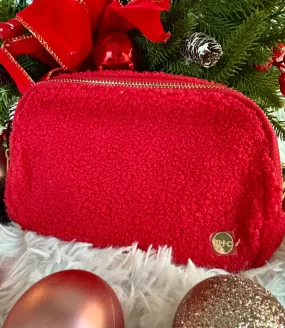 Red Fuzzy Sherpa Belt Bag