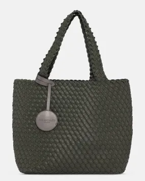 Reversible Woven Tote, Army /Gunmetal