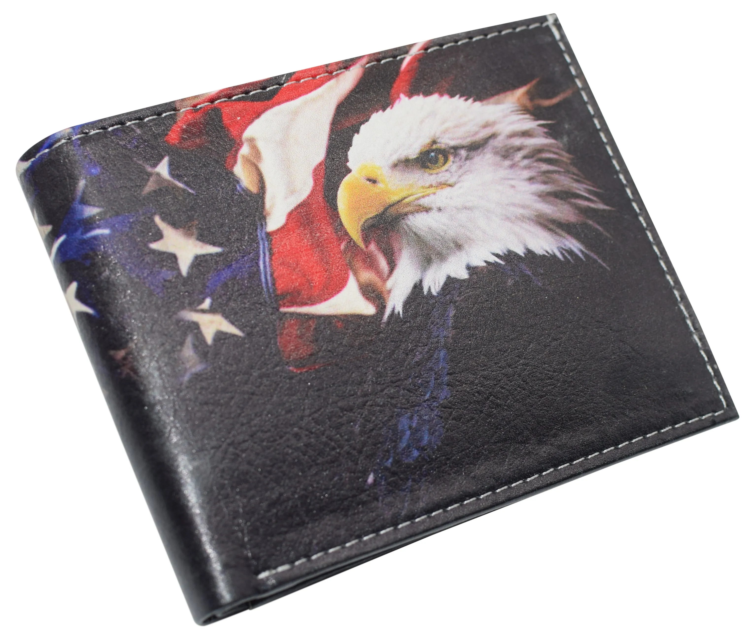 RFID Blocking Genuine Leather Printed Theme Bifold Wallets with Gift box for men