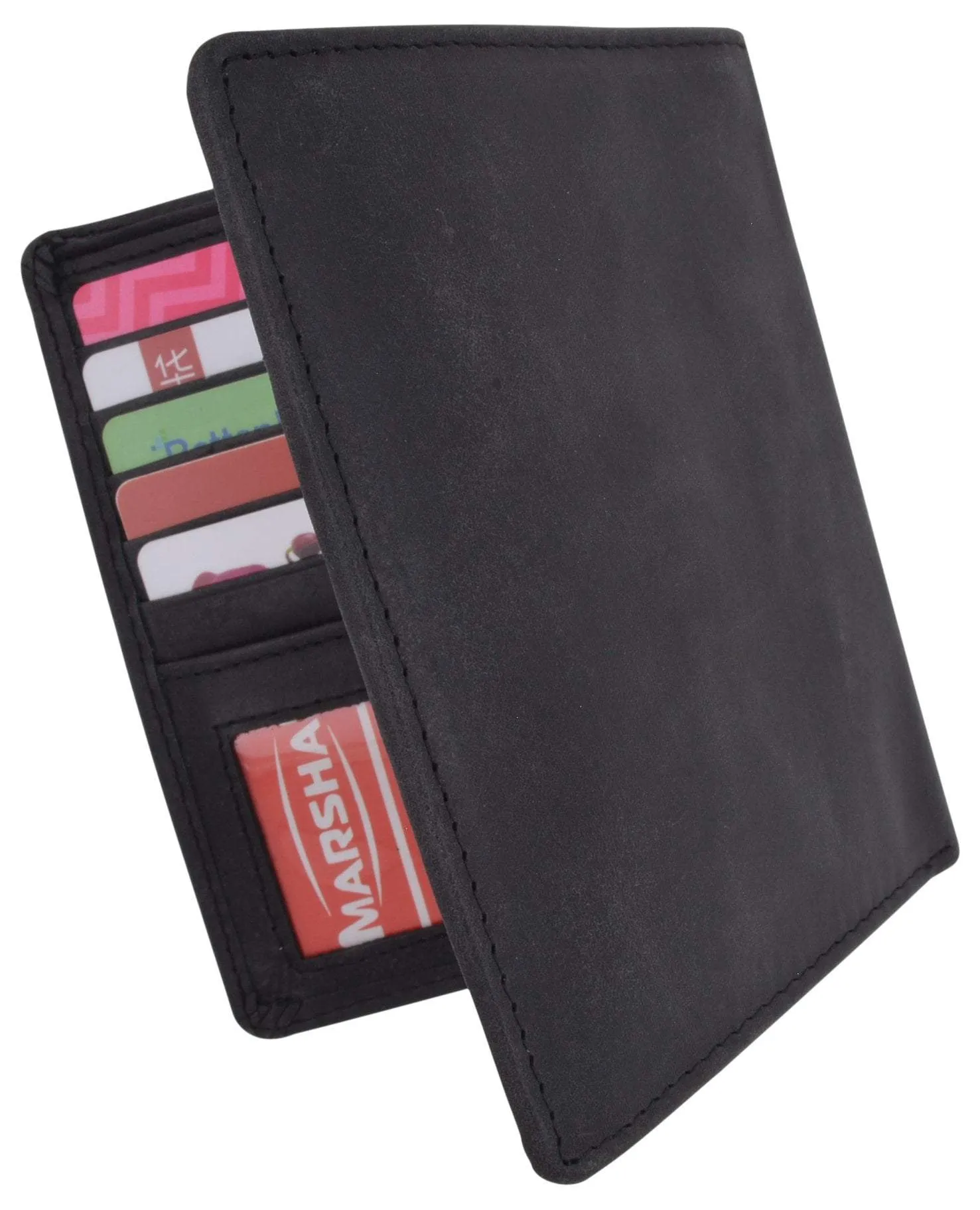 RFID Blocking Hunter Leather Bifold Slim Hipster Credit Card Double ID Wallet