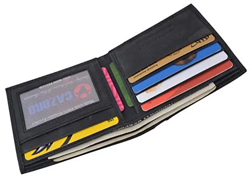 RFID Wallets for Men Slim Bifold Genuine Leather Front Pocket Wallet with ID Window