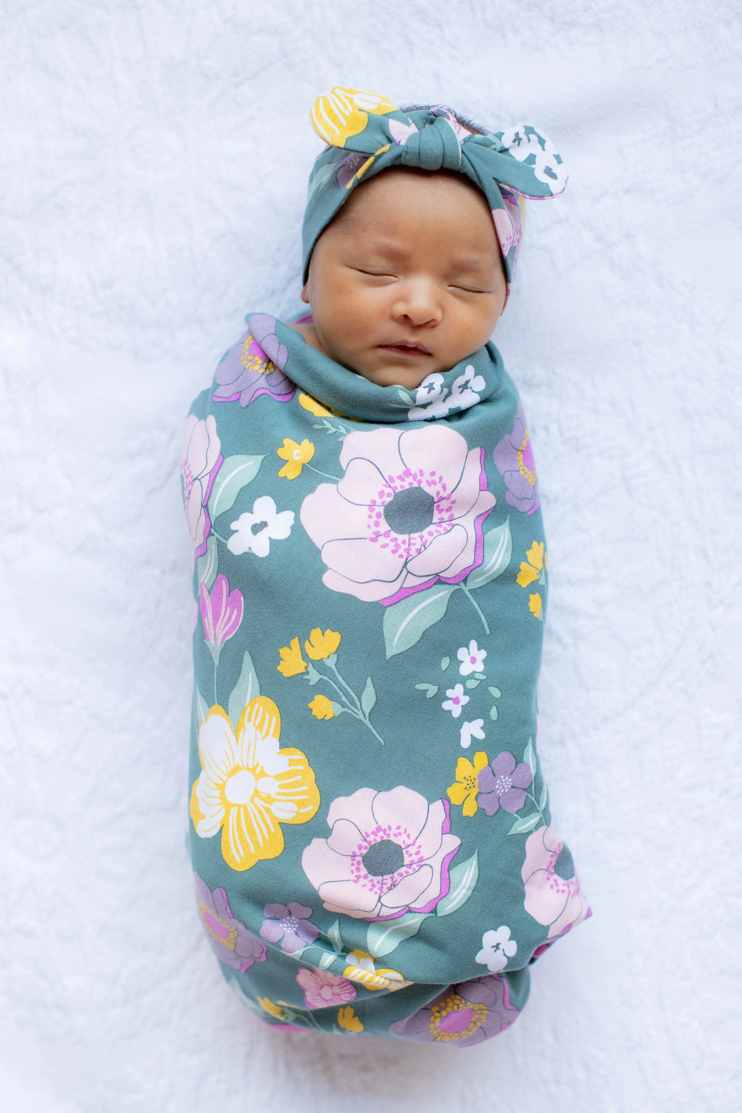 Sage Green Pregnancy Robe & Charlotte Swaddle Blanket & Headband Set