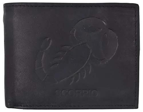 Scorpio Zodiac Sign Bifold Trifold Genuine Leather Men's Wallets