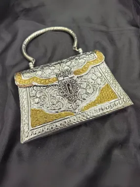 Silver Floral Pattern Handbag