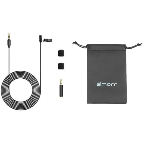 Simorr by SmallRig Plug and Play Wave L1 3.5MM Lavalier Microphone Perfect use for Vloggers, and  Live Interviews | Model - 3388