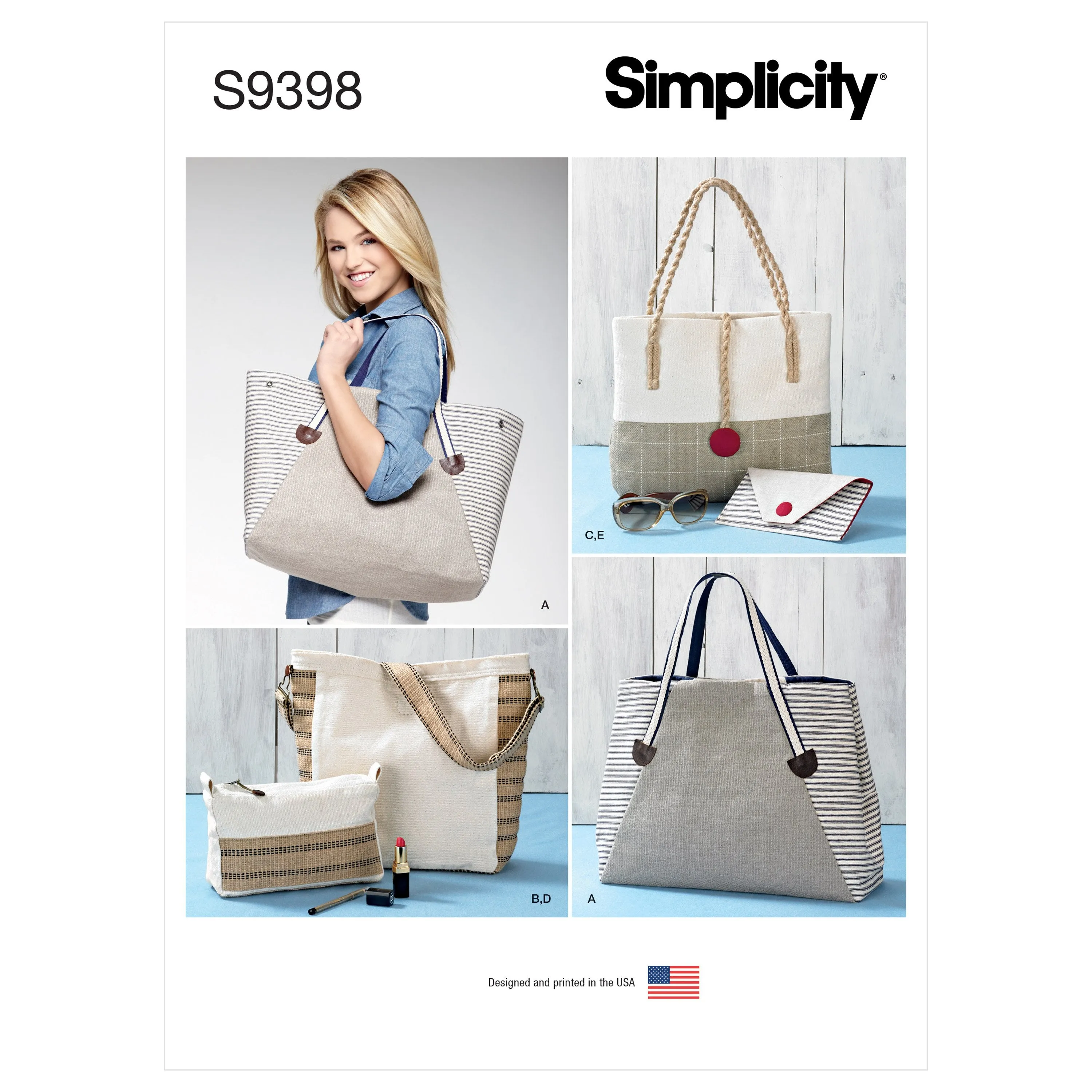 Simplicity Sewing Pattern 9398 Assorted Tote Bag, Purse and Clutch