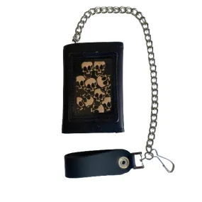 Skulls Tri-Fold Wallet w/ Chain