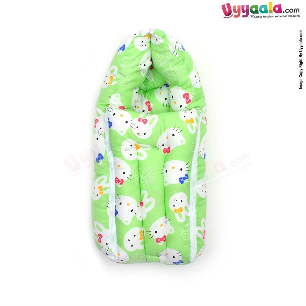 Sleeping Bag(Carry Nest) Premium Cotton Hello Kitty Print 0 m, Green