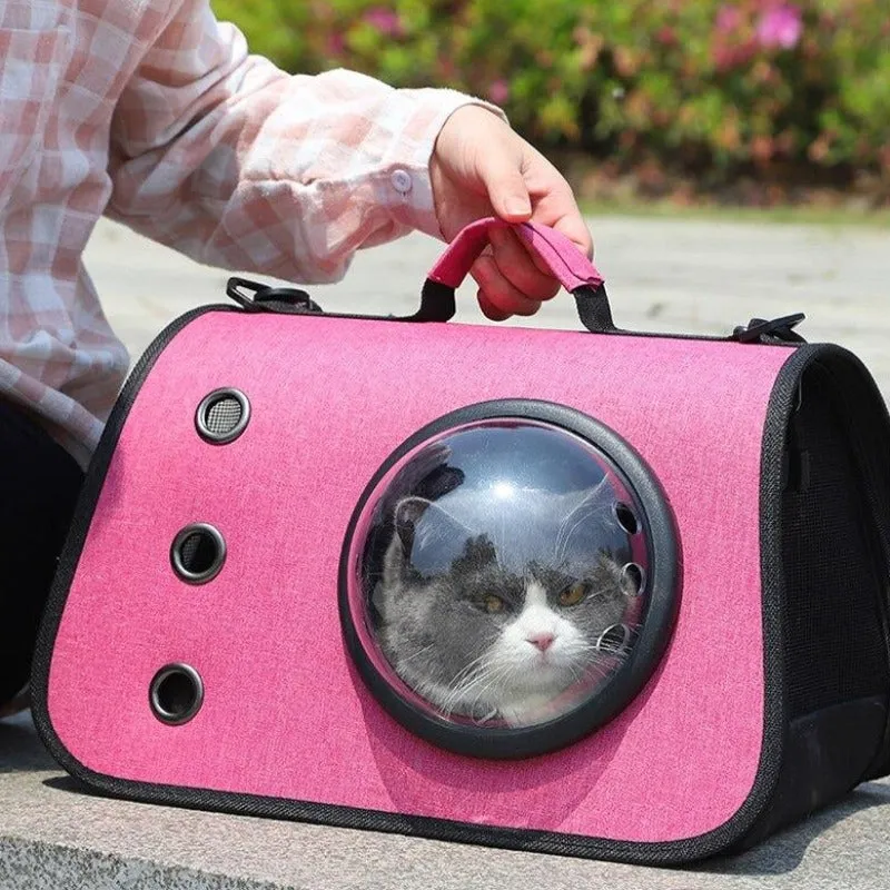 Small Cat Carrier Bag Adjustable Shoulder Strap & Handle For Travel