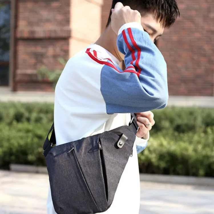 Sports Casual Men Crossbody Bag Large Capacity Multi-Pocket Single Shoulder Bag, Style: Left Shoulder Oxford Cloth (Gray)