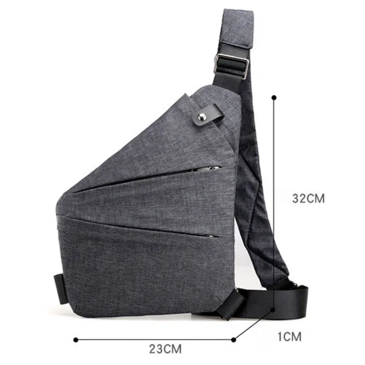 Sports Casual Men Crossbody Bag Large Capacity Multi-Pocket Single Shoulder Bag, Style: Left Shoulder Oxford Cloth (Gray)