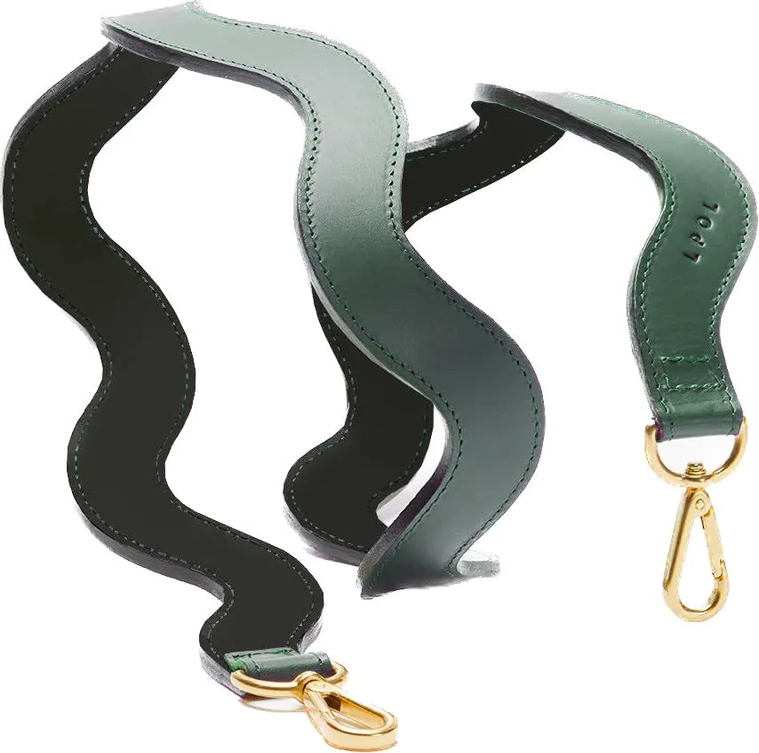 Squiggle Leather Shoulder Strap in Green & Black by LPOL