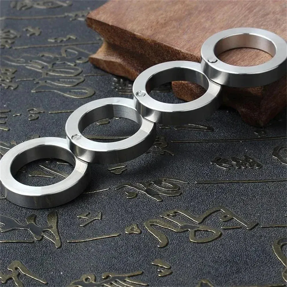 Stainless Steel Self-Defense Rotatable Foldable Ring