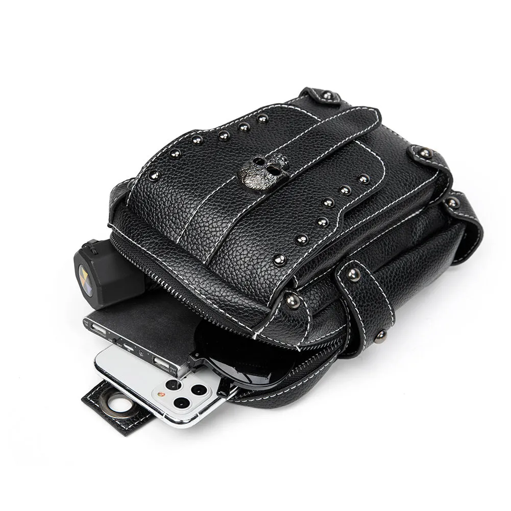 Steampunk Waist Fanny Gothic Leather Shoulder Crossbody Bag