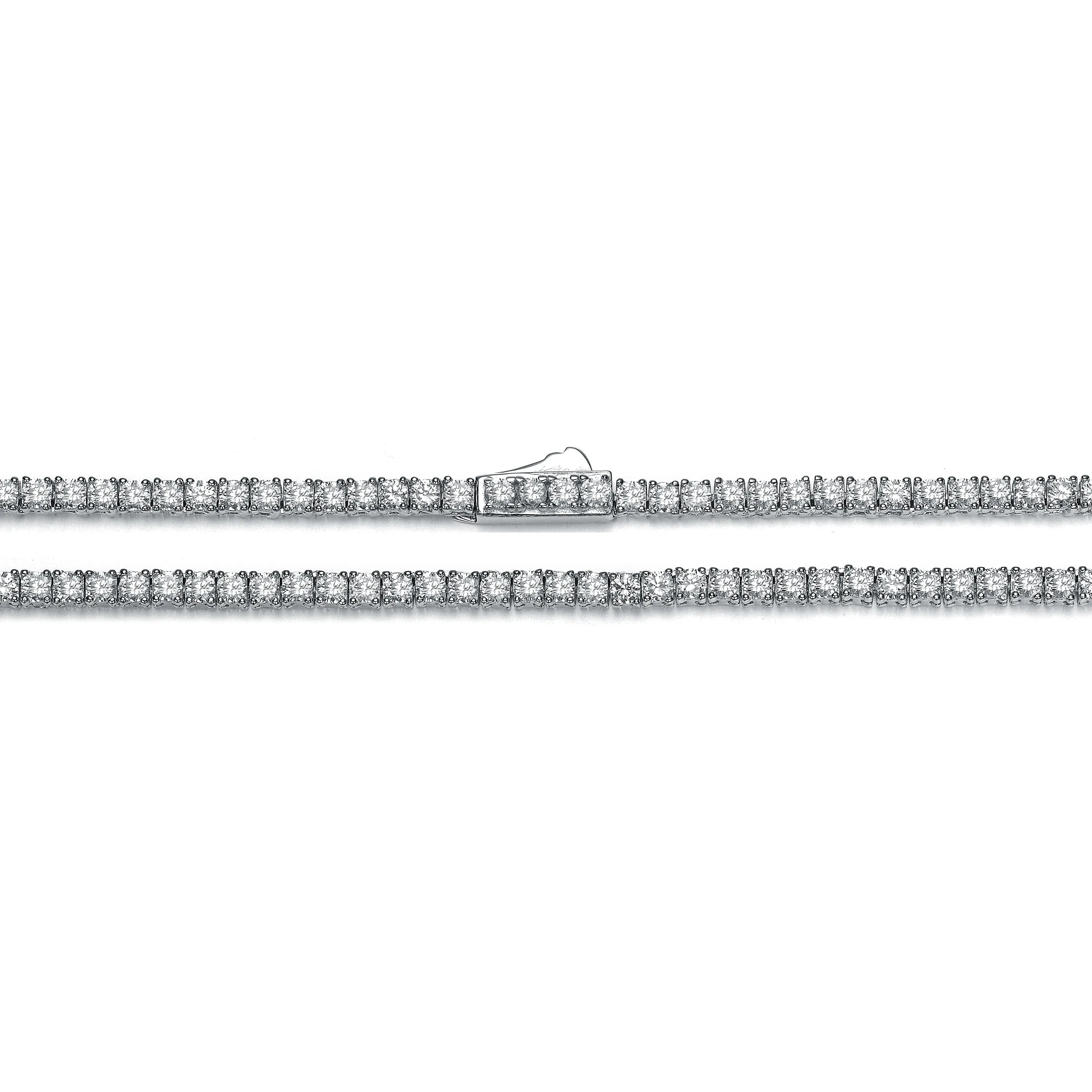 Sterling Silver Cubic Zirconia 2MM Tennis Necklace