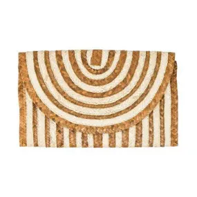 Straw Clutch Purse (White Brown) - Summer Handbag Wallet