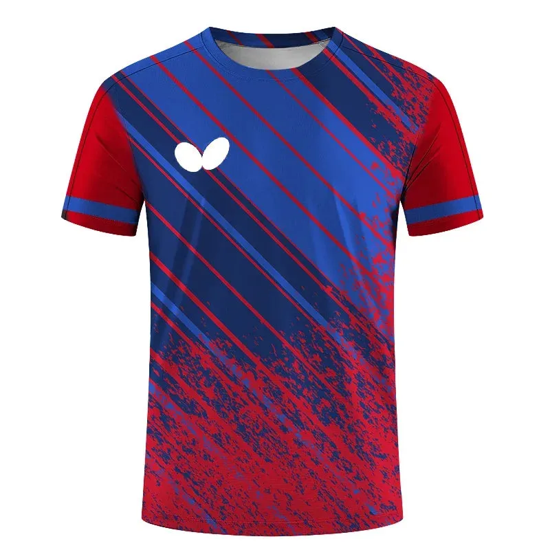 Summer New Men's O-neck Short Sleeve 3d T-shirt Quick Dry Table Tennis Uniform Print Logo Boys' Badminton Clothing Top