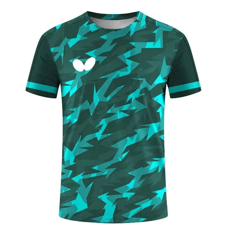 Summer New Men's O-neck Short Sleeve 3d T-shirt Quick Dry Table Tennis Uniform Print Logo Boys' Badminton Clothing Top