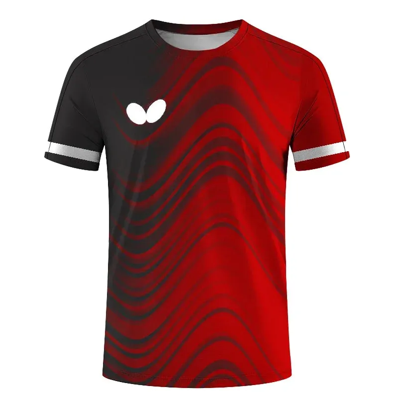 Summer New Men's O-neck Short Sleeve 3d T-shirt Quick Dry Table Tennis Uniform Print Logo Boys' Badminton Clothing Top