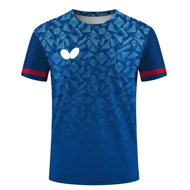 Summer New Men's O-neck Short Sleeve 3d T-shirt Quick Dry Table Tennis Uniform Print Logo Boys' Badminton Clothing Top