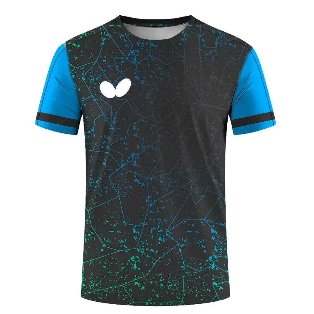 Summer New Men's O-neck Short Sleeve 3d T-shirt Quick Dry Table Tennis Uniform Print Logo Boys' Badminton Clothing Top