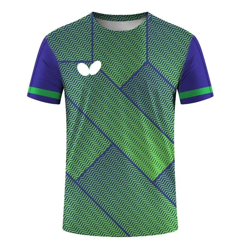 Summer New Men's O-neck Short Sleeve 3d T-shirt Quick Dry Table Tennis Uniform Print Logo Boys' Badminton Clothing Top