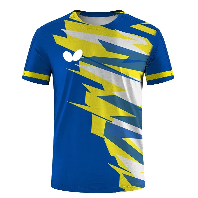 Summer New Men's O-neck Short Sleeve 3d T-shirt Quick Dry Table Tennis Uniform Print Logo Boys' Badminton Clothing Top