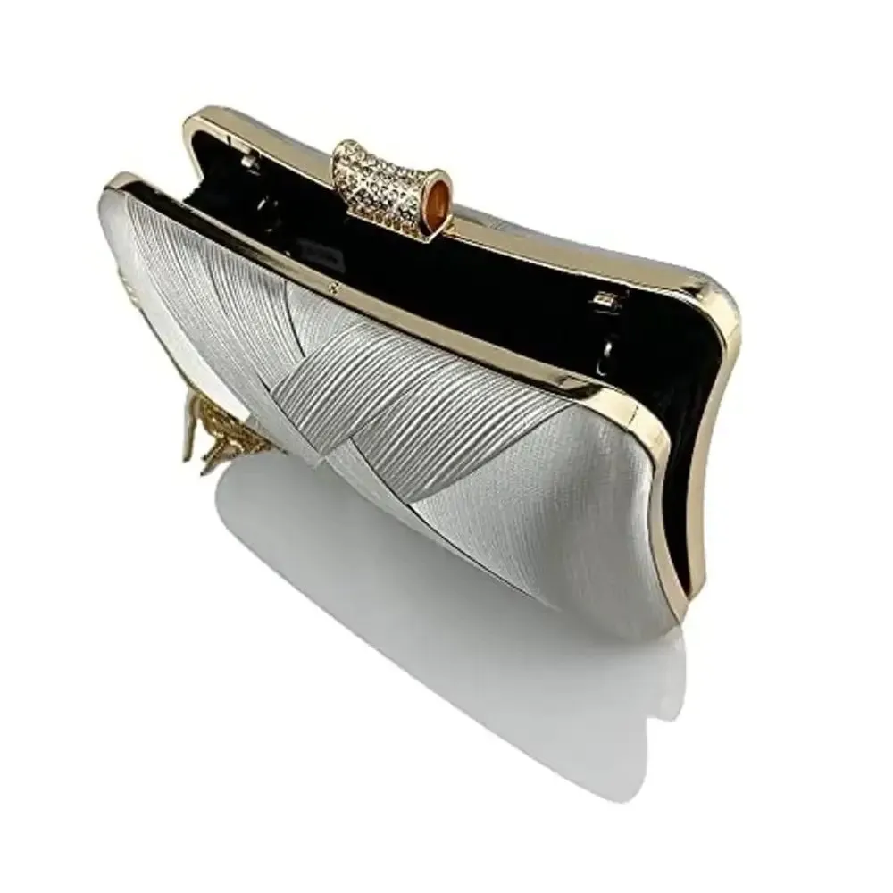 SYGA Women Clutch Bag with Chain Shoulder Strap Tassels Fashion Crossbody Bag Elegant Clutch Purse Hand Bag for Dance Wedding Evening Party Prom Bride- Silver