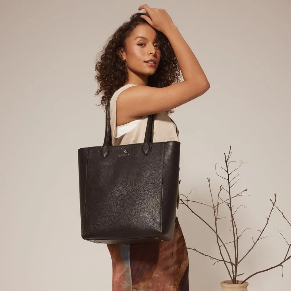 The Claire - Black Vegan Leather Tote Bag