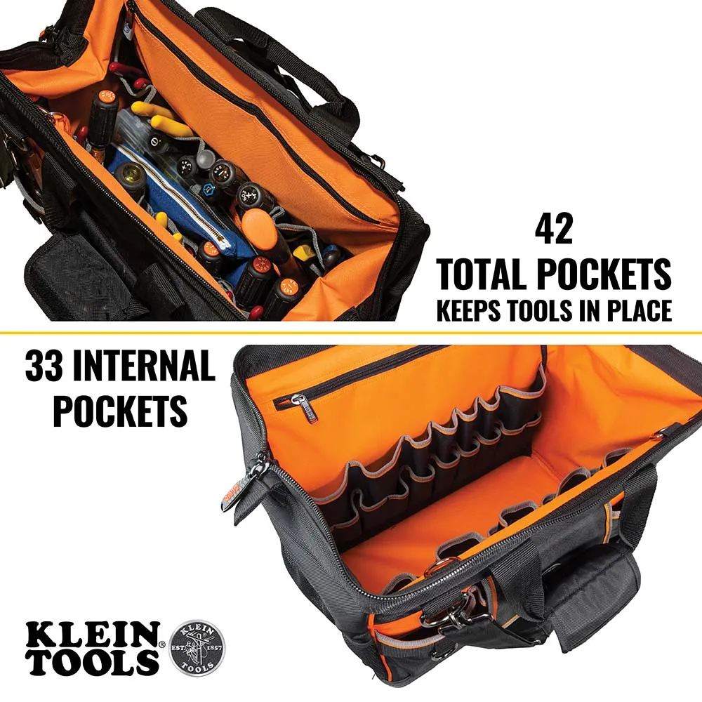 Tool Bag - Klein Tools Tradesman Pro™ 42 Pocket Wide-Open Tool Bag, 55469