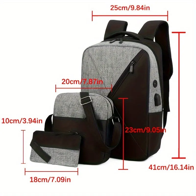 Versatile Oxford Cloth Backpack with Explosion Style  Headphone Jack