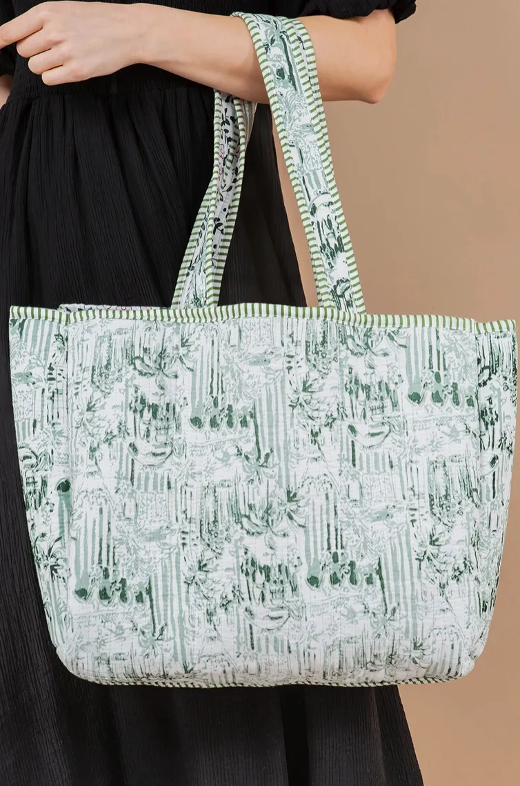 Vine Printed Quilted Tote