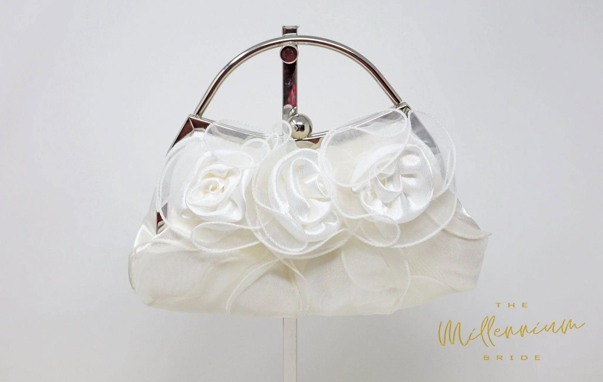 White Rose Satin Lace Floral Wedding Bag, Statement Bag, Evening Clutch, Wedding Clutch, Bridal Clutch, Bridal Bag, White Cross Body Bag