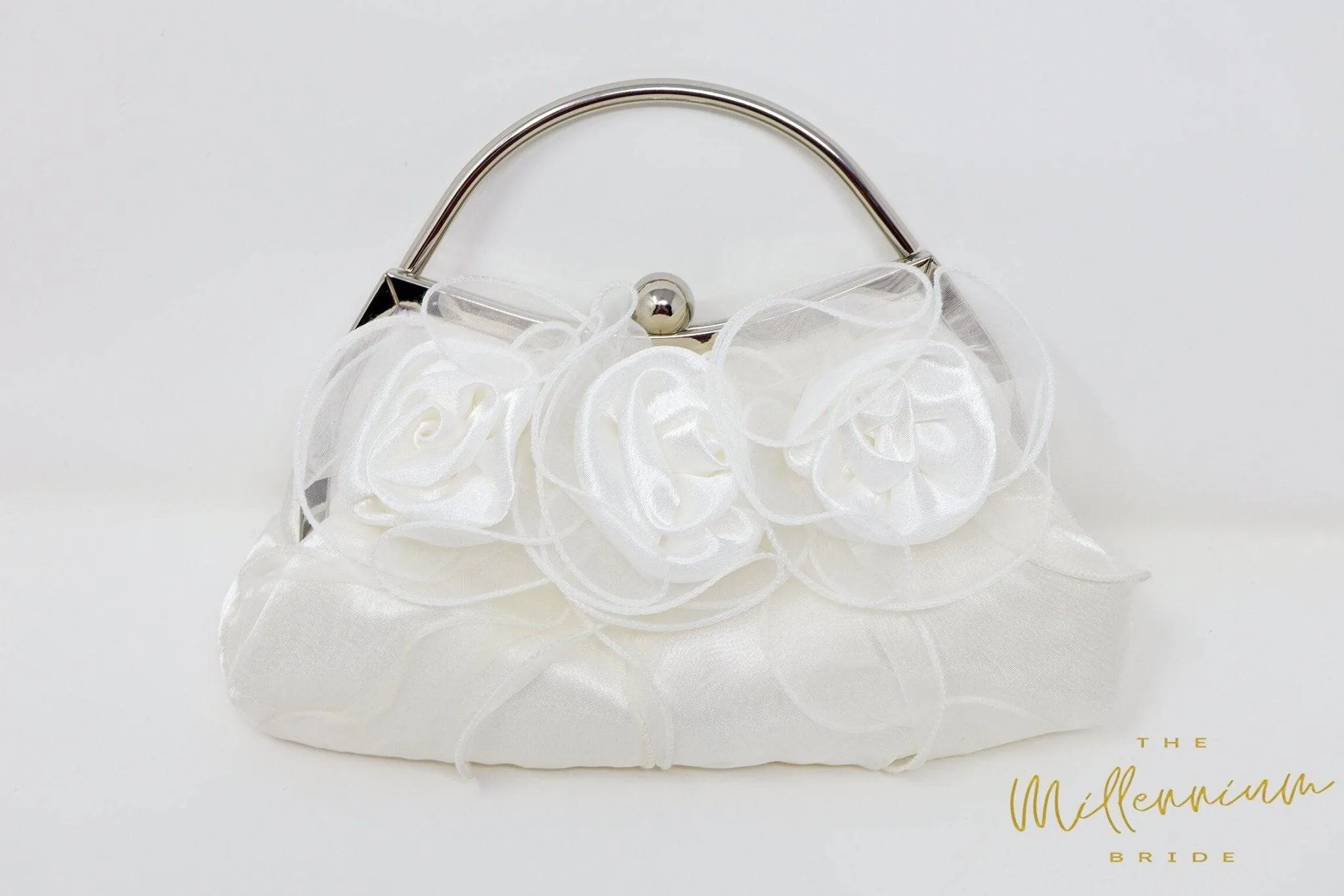 White Rose Satin Lace Floral Wedding Bag, Statement Bag, Evening Clutch, Wedding Clutch, Bridal Clutch, Bridal Bag, White Cross Body Bag